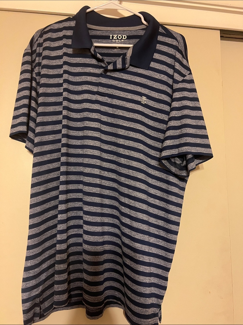 Izod Navy and Gray Striped Polo Shirt